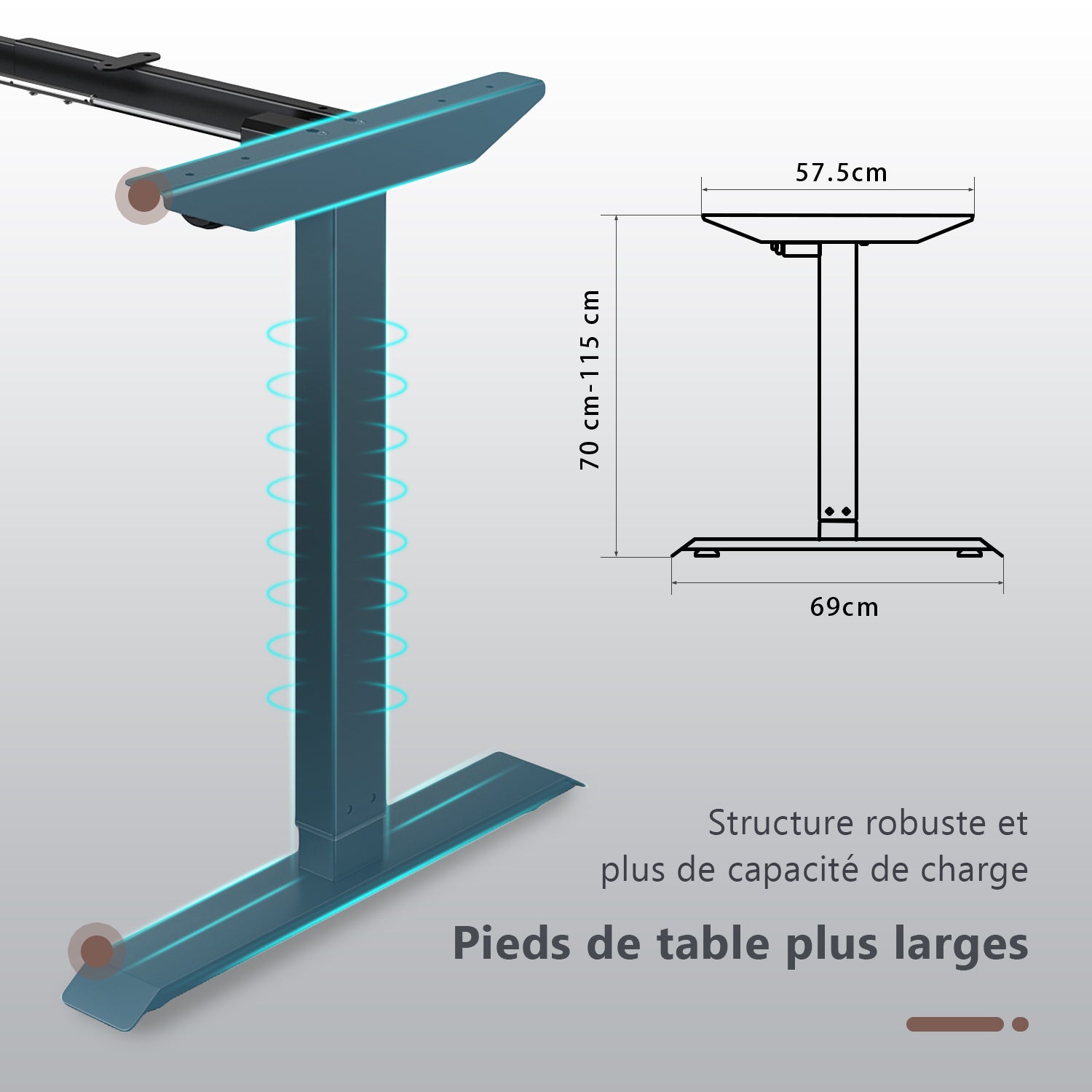 Bureau Électrique Réglable - 3 Étages  Contrôle de Mémoire  Moteur Unique  Capacité de Charge 100kg Noir SIRHONA - SIRHONA