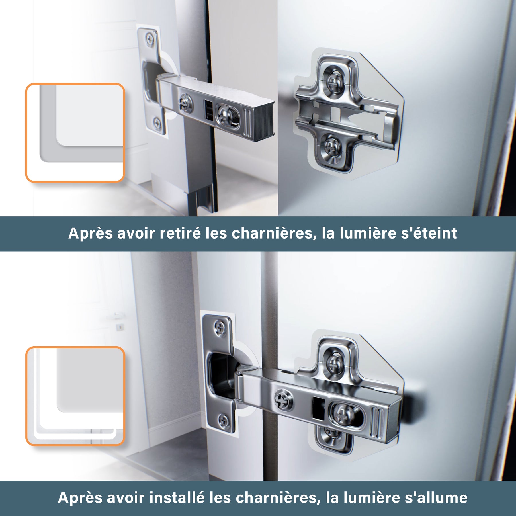 SIRHONA armoire de toilette aluminium LED avec éclairage avec prise tactile anti-buée armoire de toilette miroir de salle de bain 65x65x13.3cm - SIRHONA