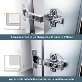 SIRHONA armoire de toilette aluminium LED avec éclairage avec prise tactile anti-buée armoire de toilette miroir de salle de bain 65x65x13.3cm - SIRHONA