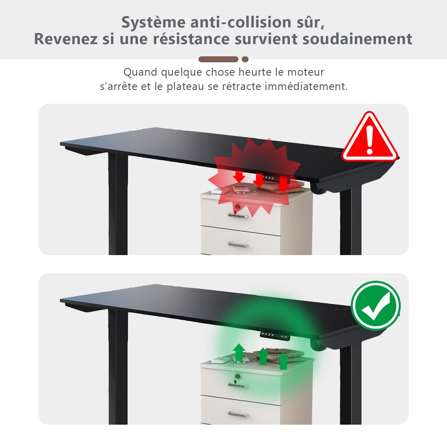 Bureau Électrique Réglable - 3 Étages  Contrôle de Mémoire  Moteur Unique  Capacité de Charge 100kg Noir SIRHONA - SIRHONA