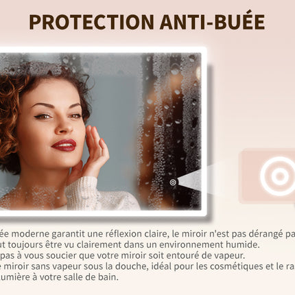SIRHONA Miroir de Salle de Bain LED Anti-buée Miroir avec éclairage LED Miroir Cosmétiques Mural avec 3 températures de Couleur - SIRHONA