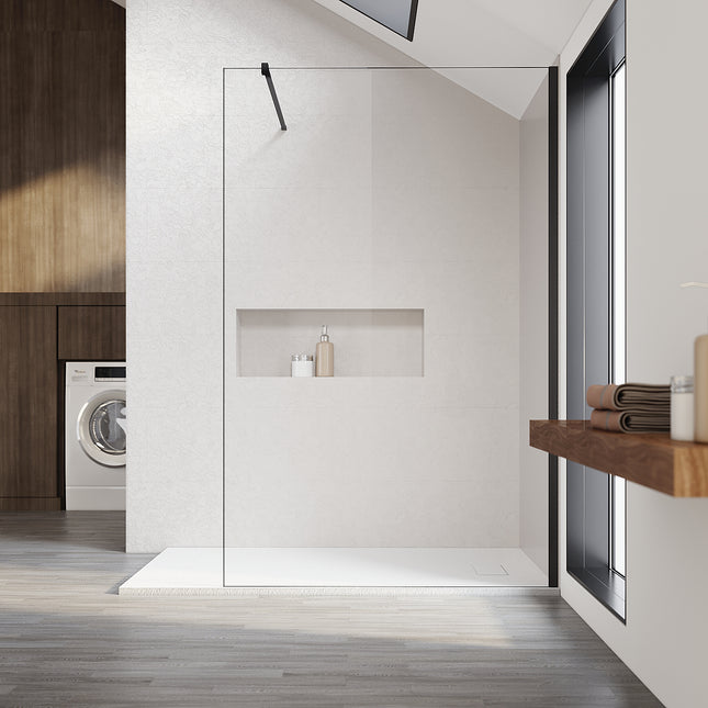 Paroi de douche à l'italienne 10 mm Nano ESG Cabine de douche  120x200 cm Noir - SIRHONA