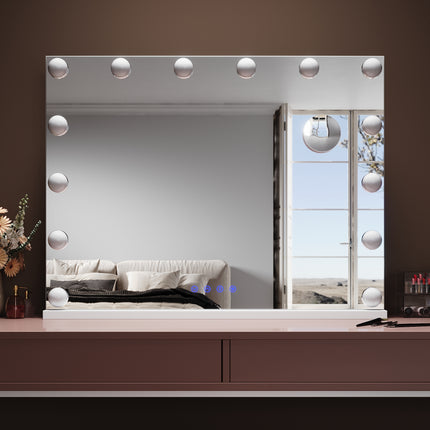 SIRHONA Miroir Mural Miroir Maquillage 80x60cm avec  3 couleurs luminosité réglable miroir grossissant 10X - SIRHONA