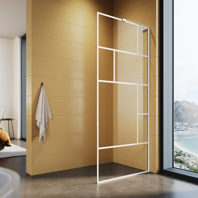 Walk-in Cabine de douche avec stabilisateur en acier inoxydable Verre NANO 6mm Hauteur 200cm - SIRHONA