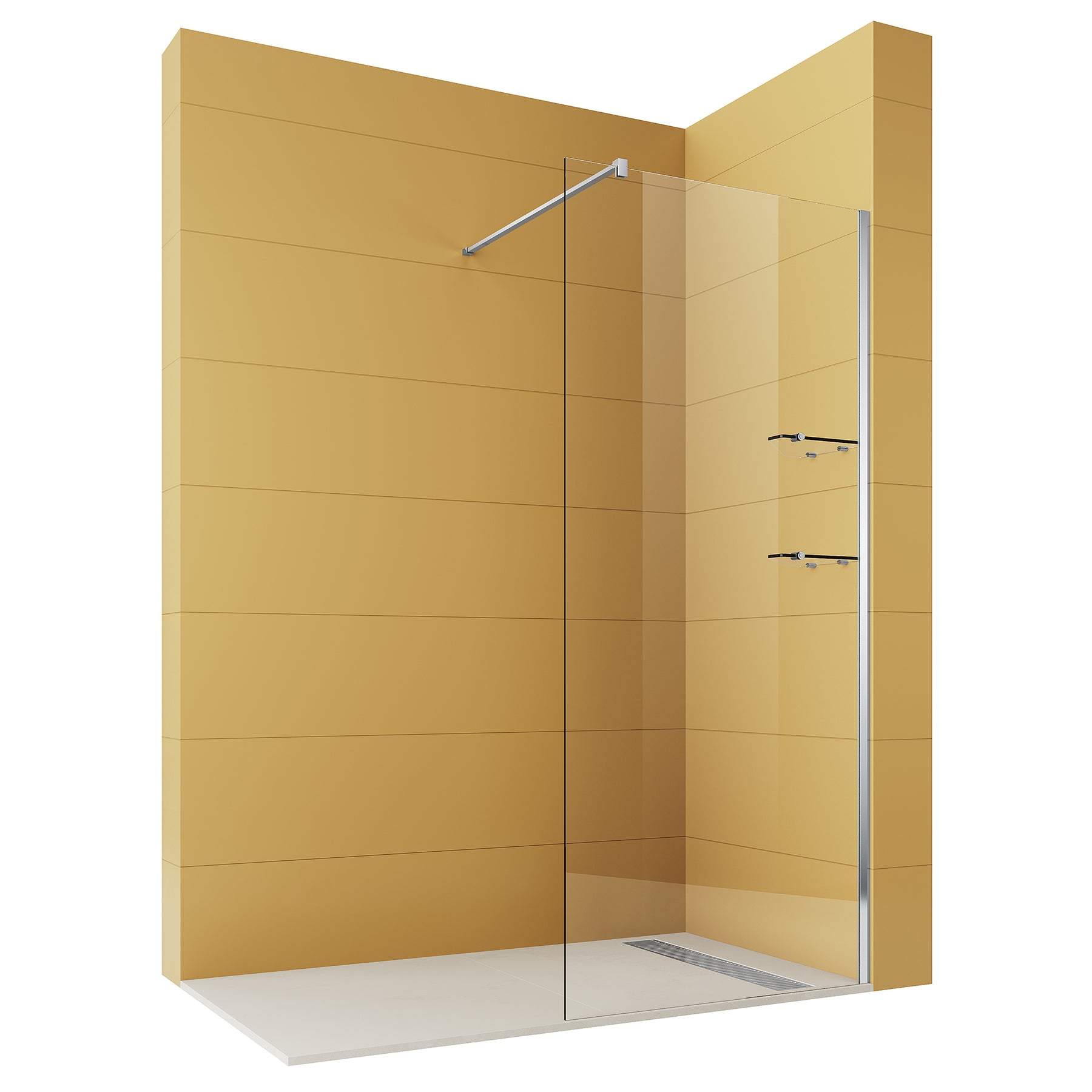 Paroi de douche italienne Walk In avec étagères en verre de 8 mm - SIRHONA