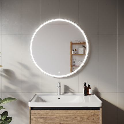 SIRHONA Miroir de maquillage LED, mural ou de table, 800 x 800 x 35mm - SIRHONA