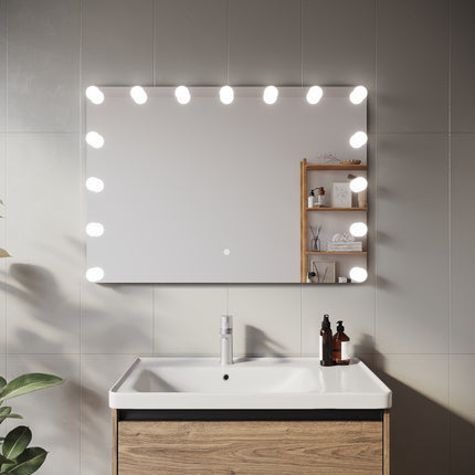 SIRHONA Miroir de maquillage LED, mural ou de table, 1000 x 700 x 35mm - SIRHONA