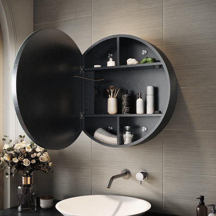 SIRHONA Armoire de Toilette Miroir, Armoire Murale avec Éclairage LED et Prises de Courant, Trois Températures de Couleur Réglables, 60 x 60 x 14cm - SIRHONA