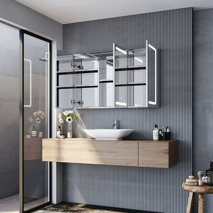 Armoire de toilette avec  acier inoxydable 3 portes 13x105x65cm - SIRHONA