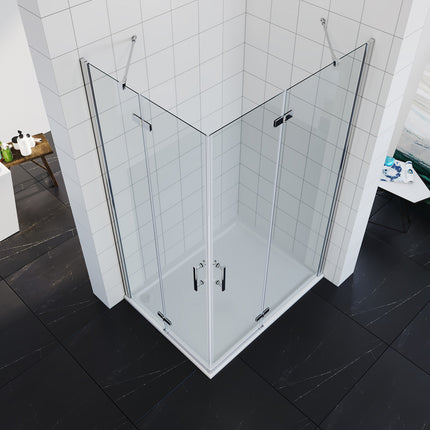 Cabine de douche d'angle Douche Porte à charnières porte pliante 80-120cm hauteur 195cm - SIRHONA