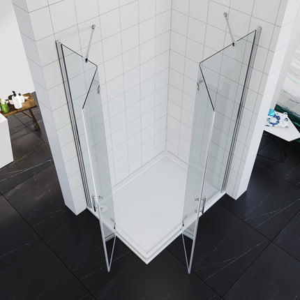 Cabine de douche d'angle Douche Porte à charnières porte pliante 80-120cm hauteur 195cm - SIRHONA