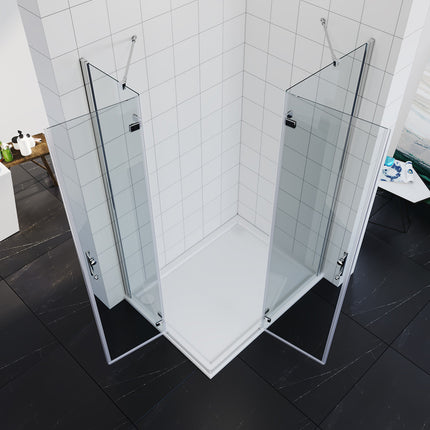 Cabine de douche d'angle Douche Porte à charnières porte pliante 80-120cm hauteur 195cm - SIRHONA