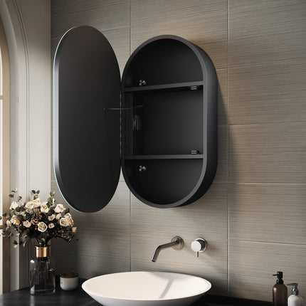 SIRHONA Armoire de Toilette Miroir, Armoire Murale avec Éclairage LED et Prises de Courant,Trois Températures de Couleur Réglables, 40 x 70 x 14cm - SIRHONA