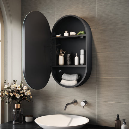 SIRHONA Armoire de Toilette Miroir, Armoire Murale avec Éclairage LED et Prises de Courant,Trois Températures de Couleur Réglables, 40 x 70 x 14cm - SIRHONA