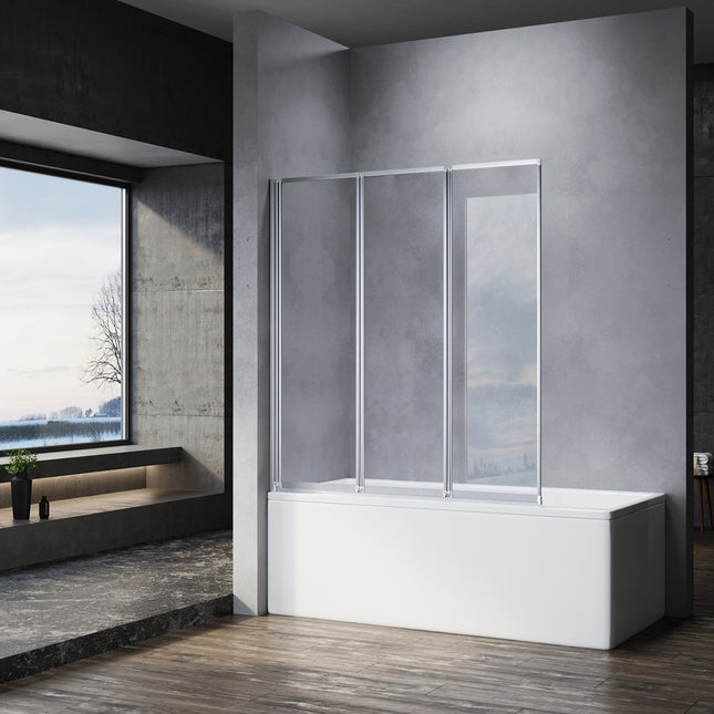 Paroi de douche pour baignoire Rehausse de baignoire en 3 parties pliable 130x140cm - SIRHONA