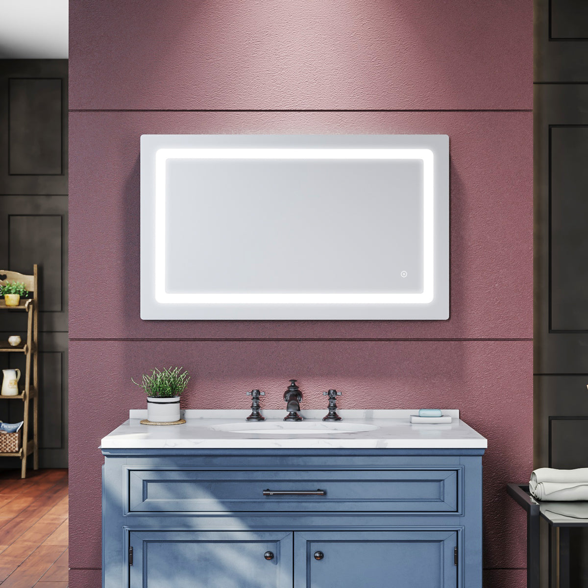 SIRHONA LED Miroir de salle de Anti-buée Avec prise rasoir lnterrupteur tactile 1000 x 600 x 35mm - SIRHONA