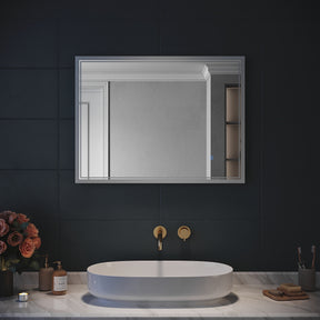 SIRHONA Miroir LED Salle de Bain avec éclairage, Miroir Lumineux Salle de Bain Anti-buée,100x60cm - SIRHONA