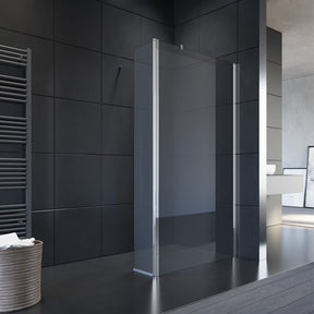 SIRHONA Paroi de Douche Noir 120x200cm, Walk-in Panneau Fixe Noir, Porte de Douche avec Verre Trempé de Sécurité Nano 8 mm, Verre Facile à Nettoyer - SIRHONA