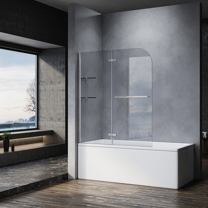 Panneau pour baignoire 2 parties verre Paroi pliante pivotante Pare-baignoire 120cm - SIRHONA