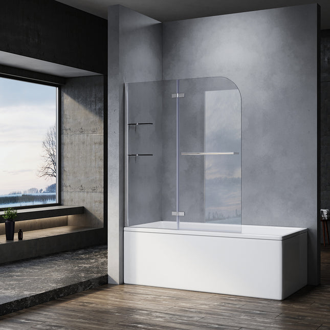 Panneau pour baignoire 2 parties verre Paroi pliante pivotante Pare-baignoire 120cm - SIRHONA