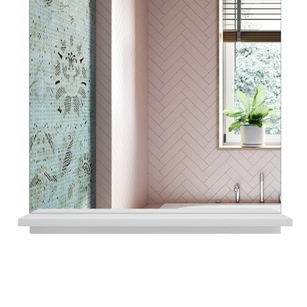 Miroir de salle de bain avec étagères 60x55cm Haute clarté MDF blanc Miroir Style Moderne - SIRHONA