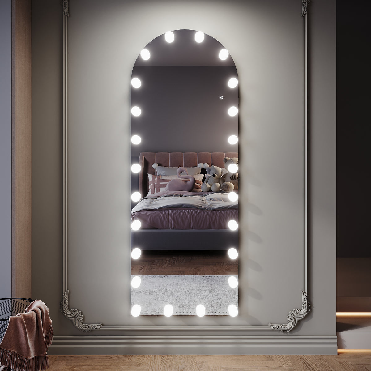 SIRHONA Miroirs sur pied de grande taille avec lumière LED à 3 couleurs  1600x600x35mm