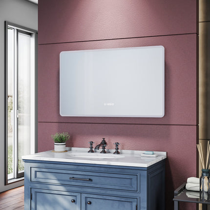 SIRHONA Miroir de salle de bains LED 1000x600x35mm - Miroir mural cosmétique - Trois températures de couleur - Anti-buée avec réglage de l'heure - SIRHONA