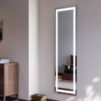 Miroir intégral avec éclairage LED 3 couleurs Miroir sur pied blanc 150x40x3.5cm Miroir mural - SIRHONA