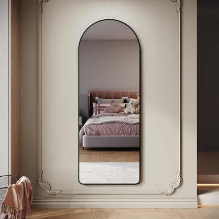 SIRHONA Miroir sur Pied, Noir voûté avec Support 1600x600x30mm - SIRHONA