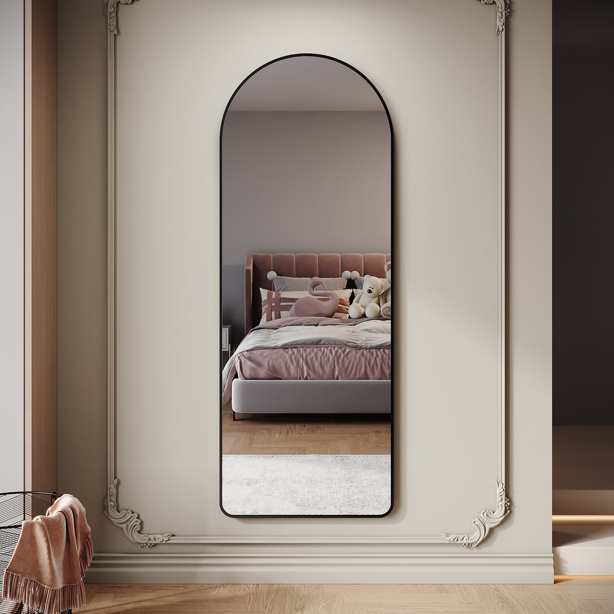 SIRHONA Miroir sur Pied, Noir voûté avec Support 1600x600x30mm - SIRHONA