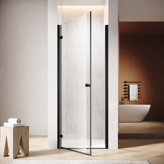 Portes de douche battantes, verre de sécurité trempé 80/90/100 x 195 cm sans cadre - SIRHONA