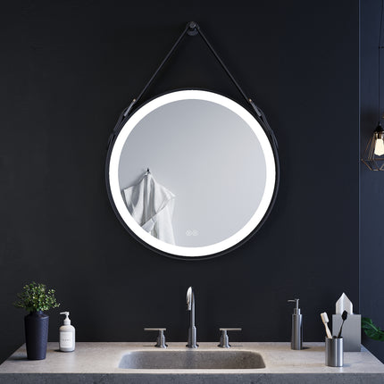 Miroir de salle de bain rond avec éclairage LED Miroir mural 60 cm - SIRHONA