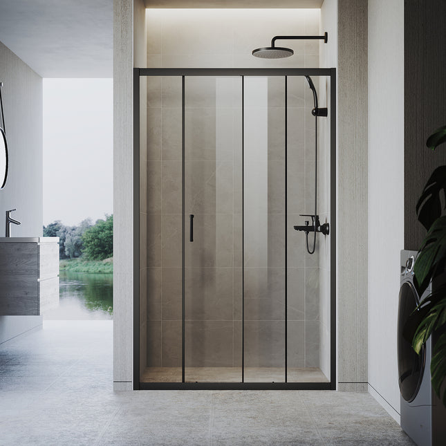 Portes de douche Porte coulissante avec cadre en aluminium, taille 100/110/120cm hauter 185cm noir