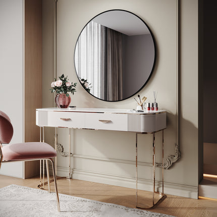 SIRHONA Miroir de maquillage avec cadre noir 900 x 900 x 35 mm, miroir rond mural - SIRHONA