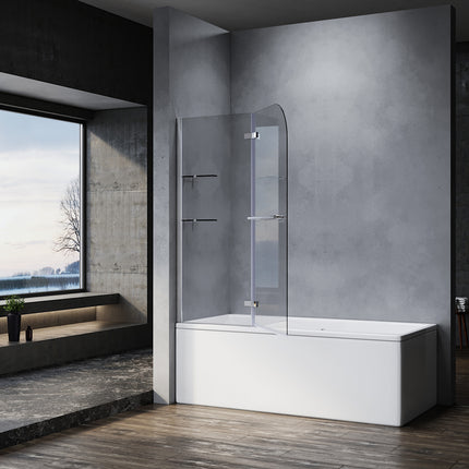 Panneau pour baignoire 2 parties verre Paroi pliante pivotante Pare-baignoire 120cm - SIRHONA
