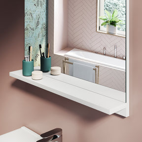 Miroir de salle de bain avec étagères 60x55cm Haute clarté MDF blanc Miroir Style Moderne - SIRHONA