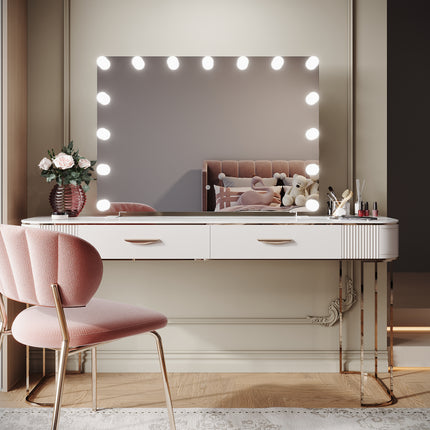 SIRHONA Miroir de maquillage LED, mural ou de table, 1000 x 700 x 35mm - SIRHONA