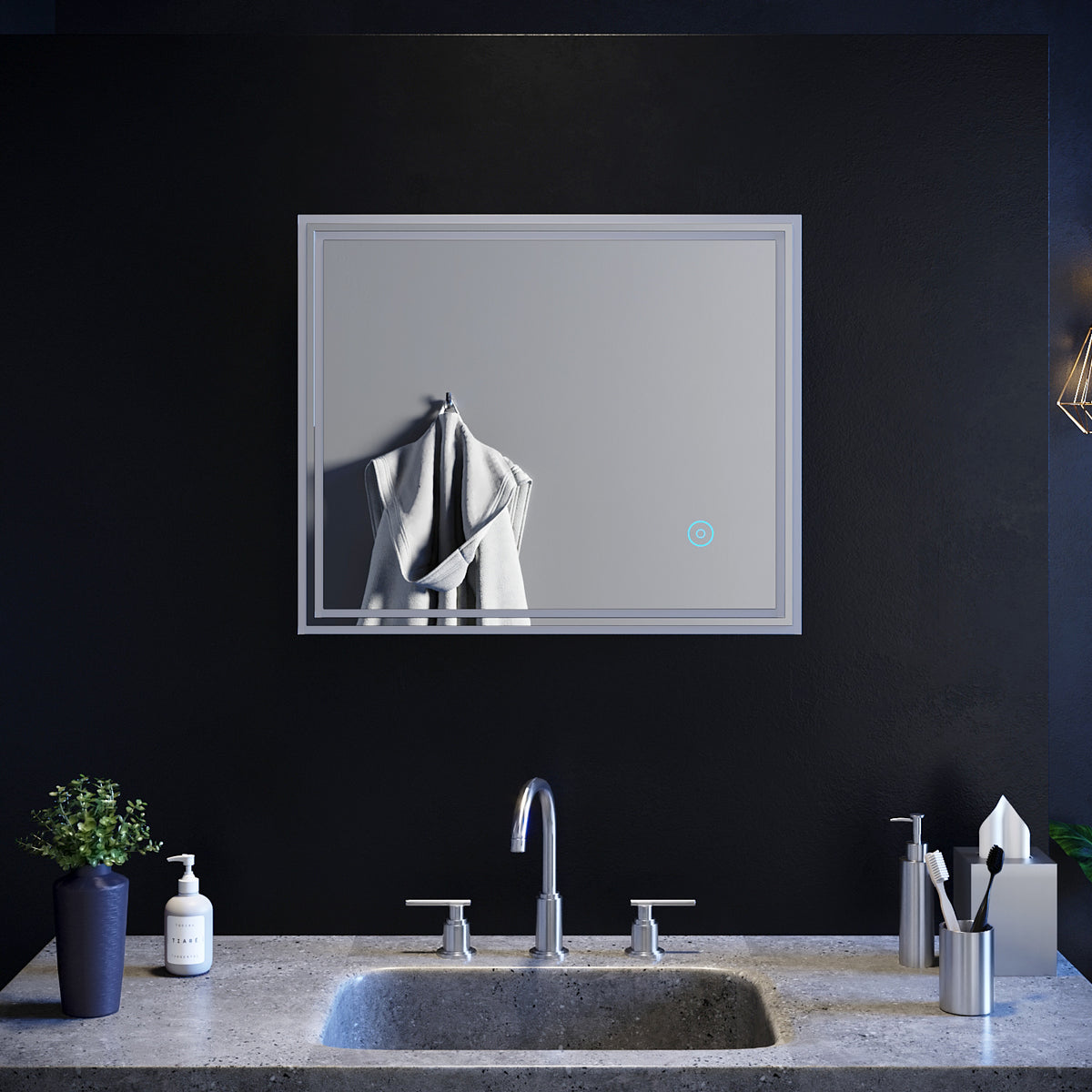 SIRHONA Miroir LED avec éclairage LED Miroir Salle de Bain Miroir Muraux Cosmétiques Mural Lumière Illumination - SIRHONA