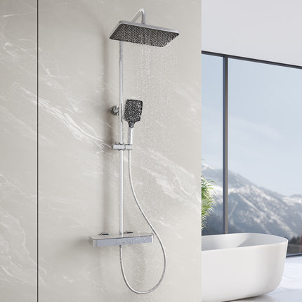 SIRHONA Colonne de Douche Thermostatique, Laiton Chromé Colonne de Douche Tube Rond - SIRHONA
