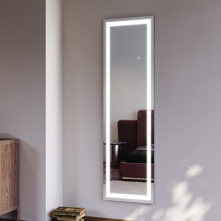 Miroir intégral avec éclairage LED 3 couleurs Miroir sur pied blanc 150x40x3.5cm Miroir mural - SIRHONA