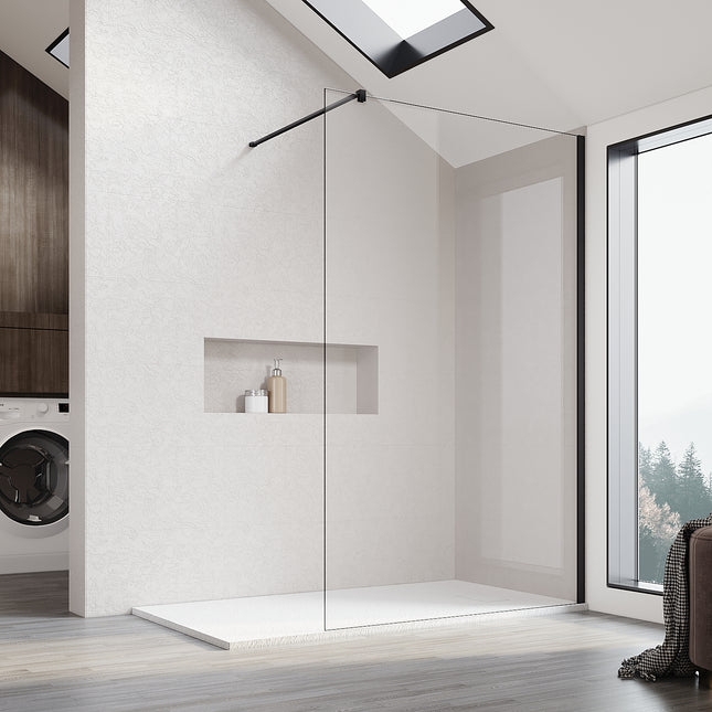 Paroi de douche à l'italienne 10 mm Nano ESG Cabine de douche  120x200 cm Noir - SIRHONA