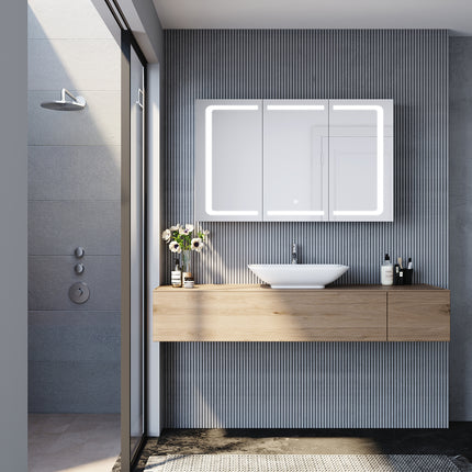 Armoire de toilette avec  acier inoxydable 3 portes 13x105x65cm - SIRHONA