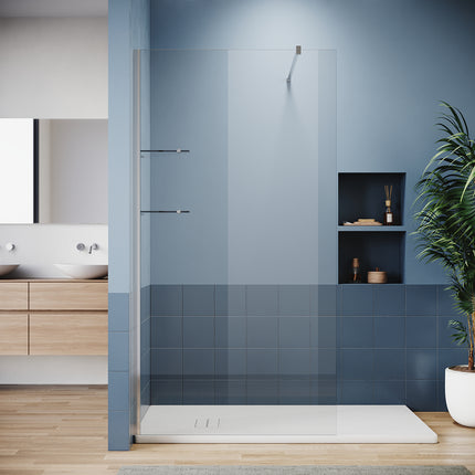Paroi de douche italienne avec triangulaires étagères en verre de 8 mm taille 70-120cm hauter 200cm - SIRHONA
