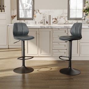 SIRHONA Lot de 2 Tabourets de Bar Chaise avec Dossier et Repose pieds Style modern Gris siège Noire base - SIRHONA