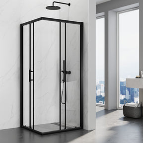 SIRHONA Porte Coulissante de dDouche Noire 70 ~100cm， 5mm Verre Cabine de Douche Trempé Cabine de Douche Réglable Design Aluminium de Haute Qualité - SIRHONA