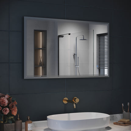 SIRHONA Miroir LED Salle de Bain avec éclairage, Miroir Lumineux Salle de Bain Anti-buée,80x60/60x100cm - SIRHONA