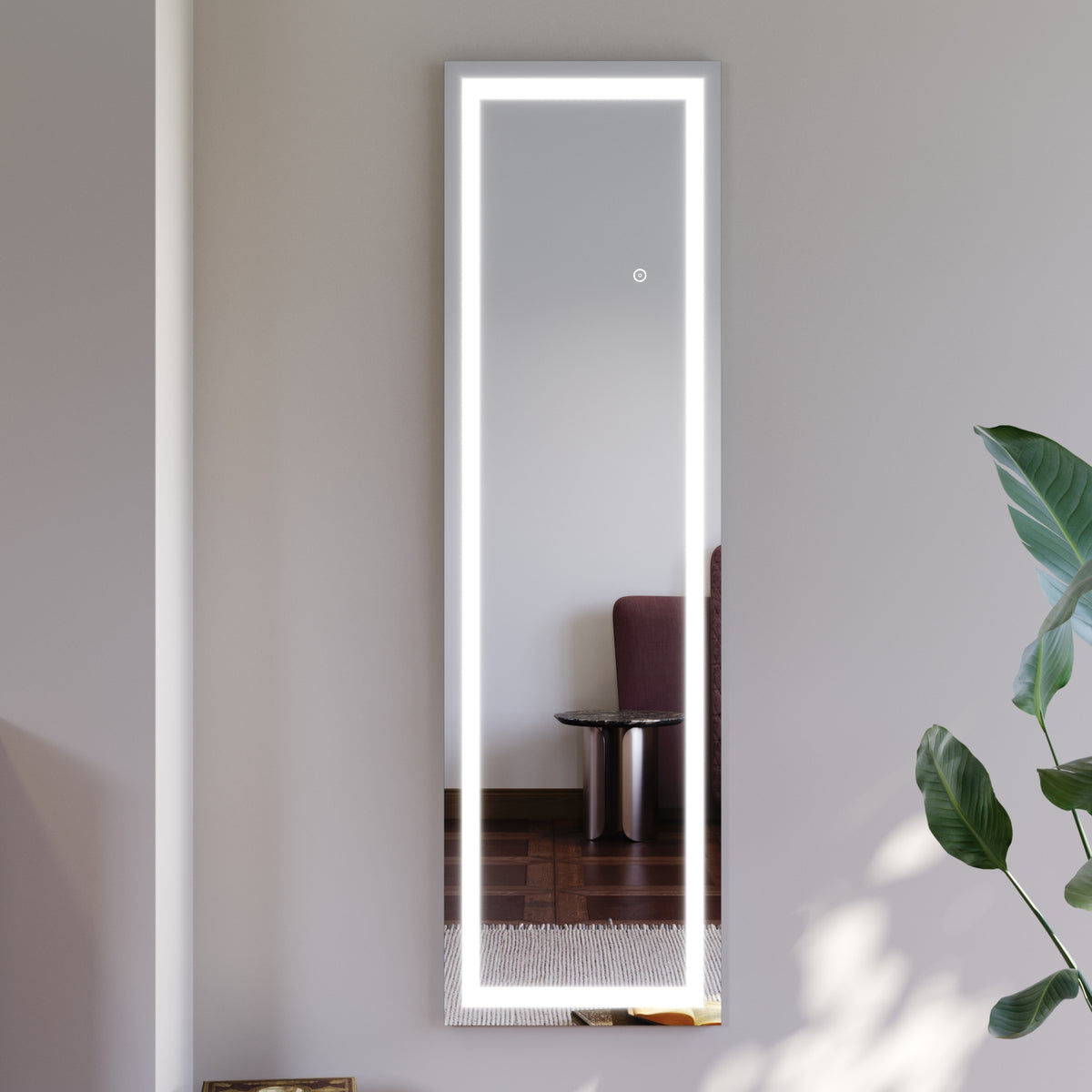 Miroir intégral avec éclairage LED 3 couleurs Miroir sur pied blanc 150x40x3.5cm Miroir mural - SIRHONA