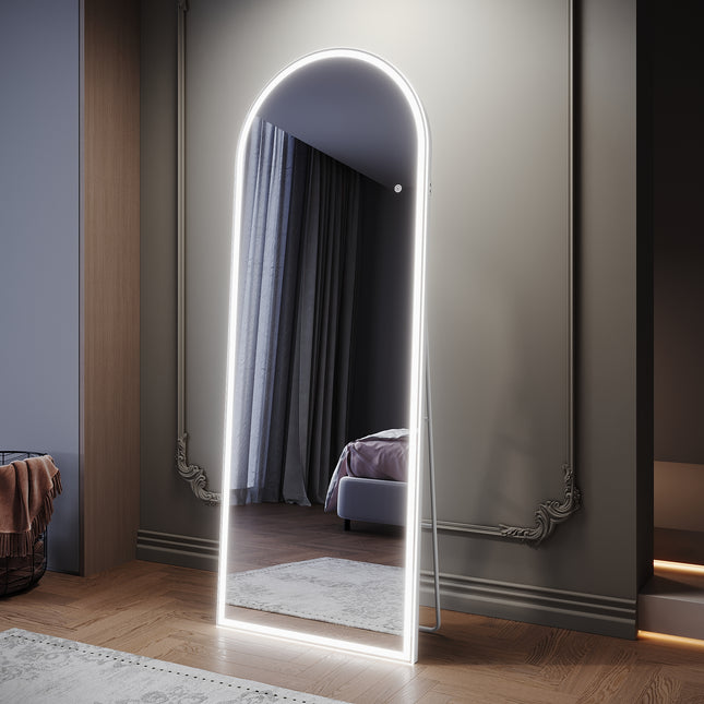 SIRHONA Miroir LED sur pied avec éclairage tricolore réglable 1600x600x35mm - SIRHONA