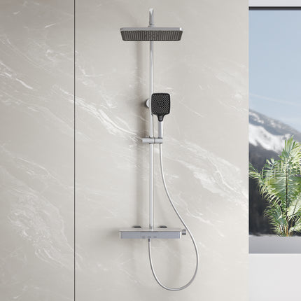 SIRHONA Colonne de Douche Thermostatique, Laiton Chromé Colonne de Douche Tube Rond - SIRHONA