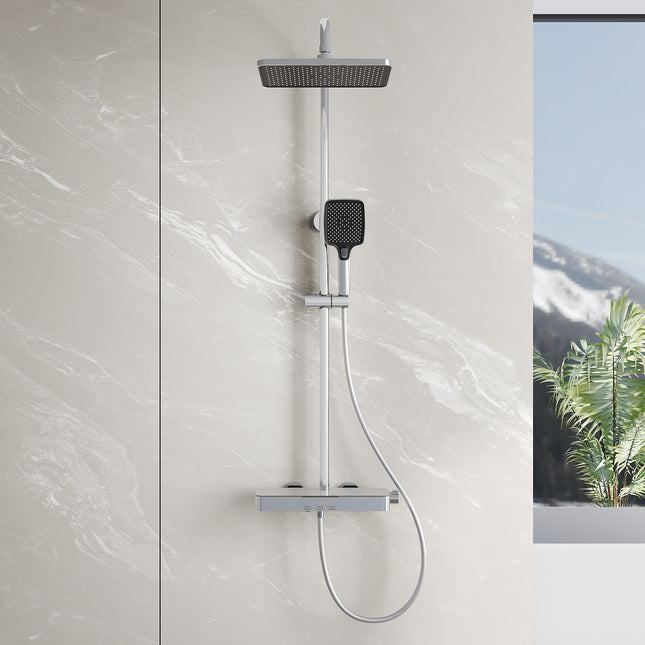 SIRHONA Colonne de Douche Thermostatique, Laiton Chromé Colonne de Douche Tube Rond - SIRHONA